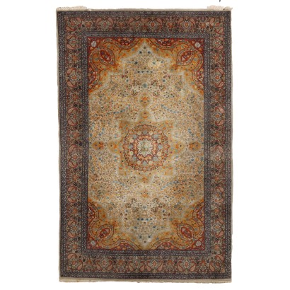 Antique Lahore Carpet Cotton Wool Thin Knot India 86 x 55 In