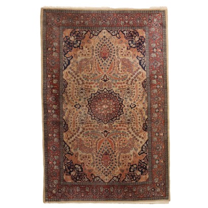 Antiker Lahore Teppich aus Baumwolle Wolle Feiner Knoten 217 x 141 cm