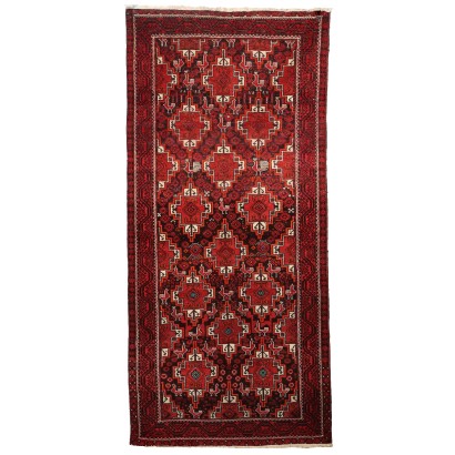 Antique Belichi Carpet Cotton Wool Heavy Knot Iran 110 x 51 In