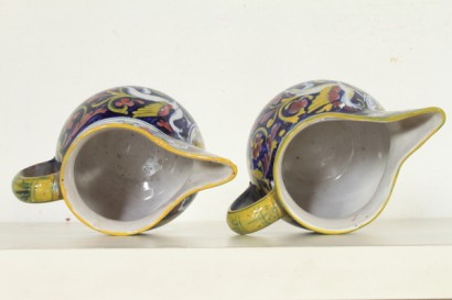 antiquariato, ceramica, coppia di brocche, I.C.A.P., Industria Ceramiche Angelo Pascucci, 1925-30, ceramiche policrome