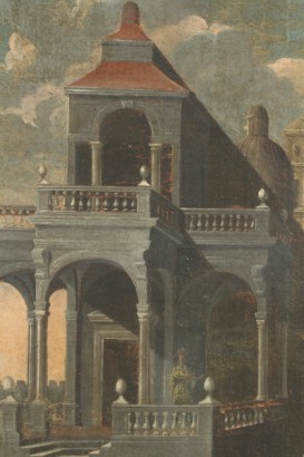 art, antique, peinture, Leonardo Coccorante 1680-1750, première moitié du 700, peintures à l'huile sur toile, sur la côte, les architectures et les chiffres