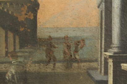 art, antique, peinture, Leonardo Coccorante 1680-1750, première moitié du 700, peintures à l'huile sur toile, sur la côte, les architectures et les chiffres