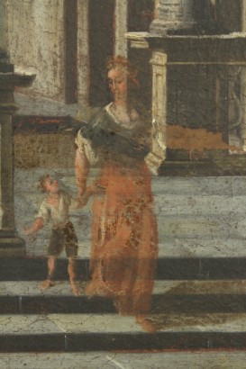 art, antique, peinture, Leonardo Coccorante 1680-1750, première moitié du 700, peintures à l'huile sur toile, sur la côte, les architectures et les chiffres