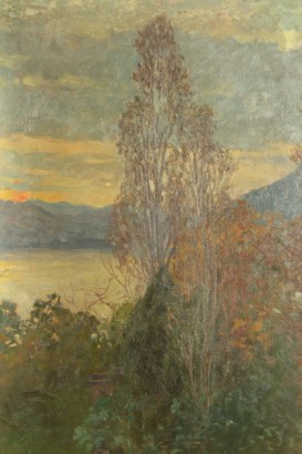 arte del siglo XIX, 800, Romeo Pellegata (1870-1946), paisaje, blevio, 1911, pinturas al óleo, obras de pellegata