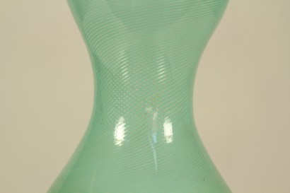 Vase, modern design, home decor, Paolo Venini (1895-1959), blown glass, Murano, 20th century, filigree decoration, vases, light green, #modernariato #oggettistica