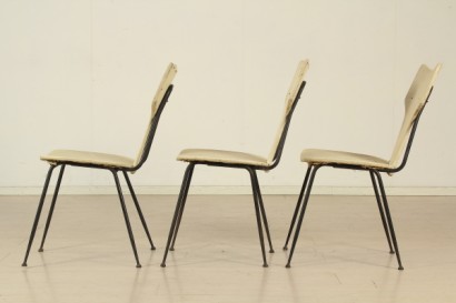 Sedie anni 50-60, modernariato, sedie, metallo, imbottitura in espanso, imbottitura, skai, rivestimento in skai, #modernariato, #sedie