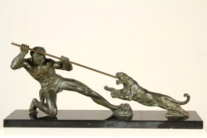 bronzo, marmo nero, Salvatore Melani, cacciatore, #antiquariato, #bronzi