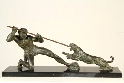 bronze, marbre noir, Salvatore Melani, chasseur, #antiquités, #bronzi