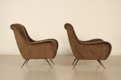 armchairs, 50 years, upholstery, fabric, brass, made in italy, #modernariato, #poltrone, #dimanoinmano