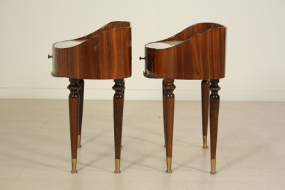 bedside tables, 50 years, wood veneered, rosewood, glass, brass, made in italy, #modernariato, #complementi, #dimanoinmano