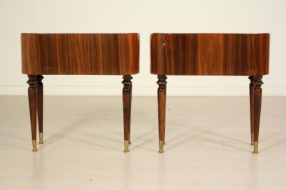 bedside tables, 50 years, wood veneered, rosewood, glass, brass, made in italy, #modernariato, #complementi, #dimanoinmano