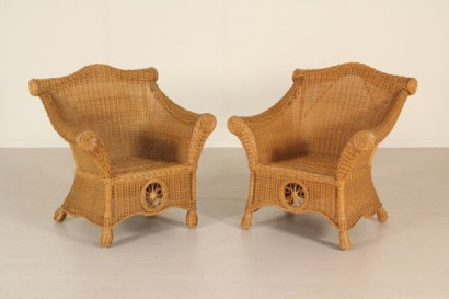 sillas, mimbre, ratán, hechas en Italia, #modernariato, #poltrone, #dimanoinmano