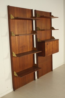 Biblioteca, 50 años, 60 años, hechos en Italia, chapeado de madera de teca, bronce, #modernariato, #mobilio, #dimanoinmano