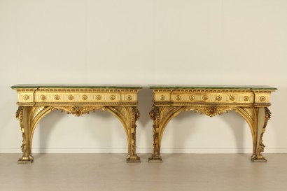 Pair gilt console table