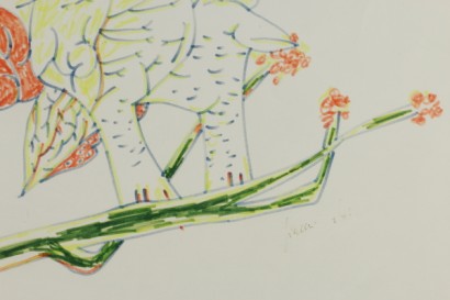 Particolare Gianni Dova (1925 - 1991) , Uccello su un ramo