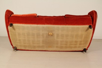 Three Seater Sofa Foam Springs Velvet Vintage Manufactured in Italy 1950s