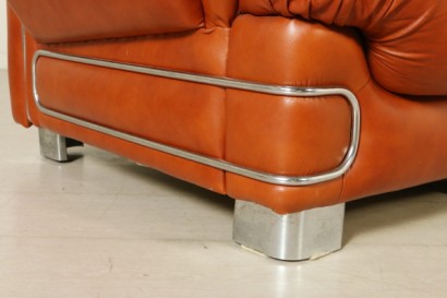 Three Elements Sofa Foam Leatherette Chromed Metal Vintage Italy 1970s