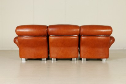 Three Elements Sofa Foam Leatherette Chromed Metal Vintage Italy 1970s