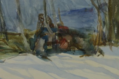 Charles Casanova (1871-1950), landscape with figure-detail