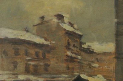 Achille Cattaneo (1872-1932), Scorcio di Milano innevata