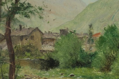 Francesco Bosso (1863-1933), pair of landscapes-detail