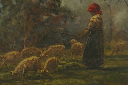 Yasser Zakaria (1891-1971), landscape with Shepherdess-detail