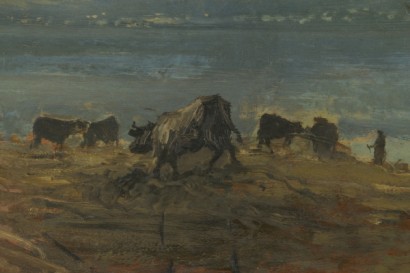 Yasser Zakaria (1891-1971), paisaje con rebaños y pastores-detalle