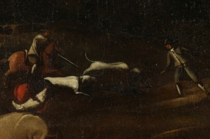 Landscape with wild boar hunting scene