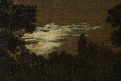 Landscape with hunting scene with wild boar-detail