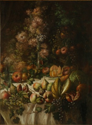 Still life with fruit and flowers