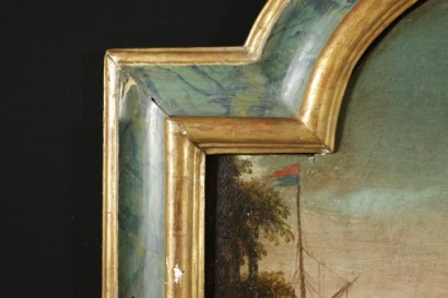 Coastal landscape with figures-detail picture frame