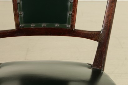 sedie, sedie anni 50, sedie vintage, sedie di modernariato, sedie rivestimento in similpelle, rivestimento in similpelle, legno tinto ebano, sedie tinte ebano, di mano in mano, anticonline