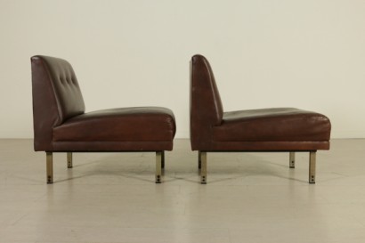 sillones, par de sillones, {* $ 0 $ *}, sillones de cuero sintético, sillones de los años 60, sillones de diseño italiano, sillones de muelles, sillones vintage, sillones de diseño, diseño italiano