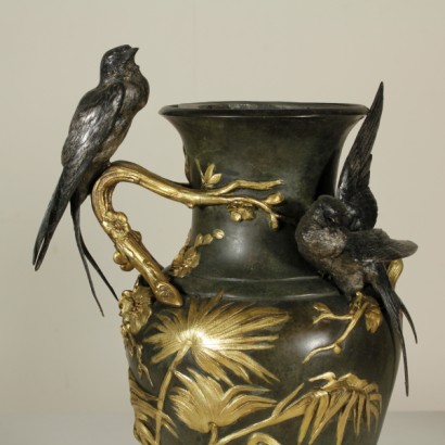 Coppia di vasi in bronzo di Jules Moigniez - particolare