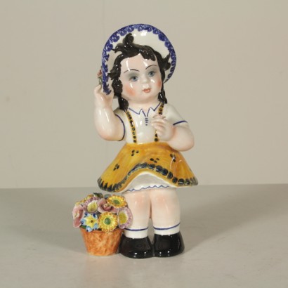 Ceramic Antonio Zen Nine, little girl with flowers