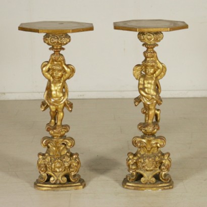 Pair of carved and gilded planter
