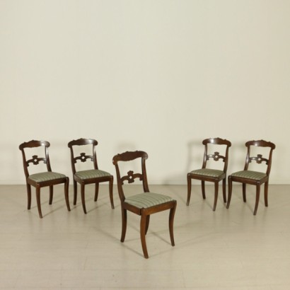 Gruppo cinque sedie restaurazione