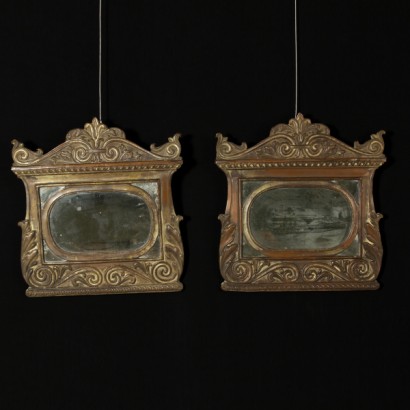 Pair of small, handmade mirrors