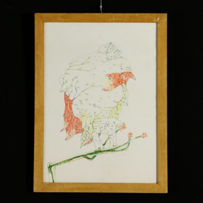 Gianni Dova (1925 - 1991) , Uccello su un ramo