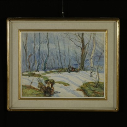 Carlo Casanova (1871-1950), Paesaggio con figure