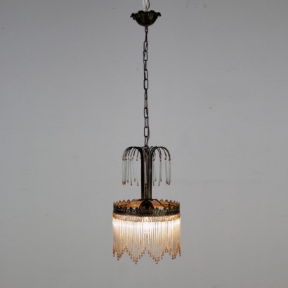 chandelier, pendant chandelier, gilt iron chandelier, gilded iron, round structure chandelier, glass chandelier, glass pendants, {* $ 0 $ *}, anticonline