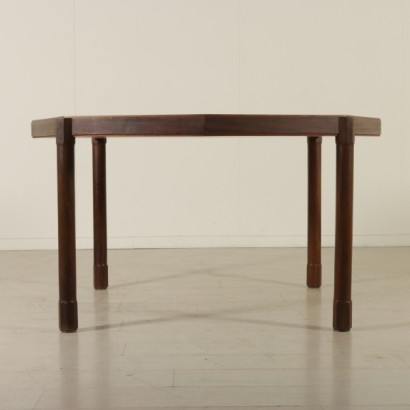 Tisch, 60er-Jahre-Tisch, Design-Tisch, moderner Antiquitäten-Tisch, Vintage-Tisch, italienischer Design-Tisch, italienisches Design, Teak-Tisch, Teak-Furnier-Tisch, {* $ 0 $ *}, antionline, achteckiger Tisch, Teak-Tisch