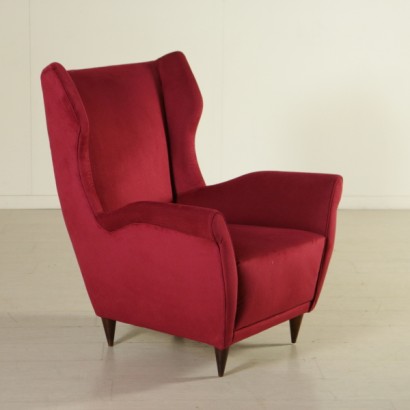 poltrona, poltrona anni 50, anni 50, di mano in mano, anticonline, poltrona in velluto, poltrona resturata, poltrona di design, poltrona design italiano, design italiano