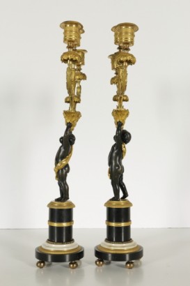 Couple of important Louis XVI three-light candlesticks-detail