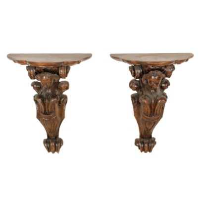 Pair of carved shelves