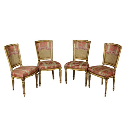 Grupo de cuatro sillas Luis XVI