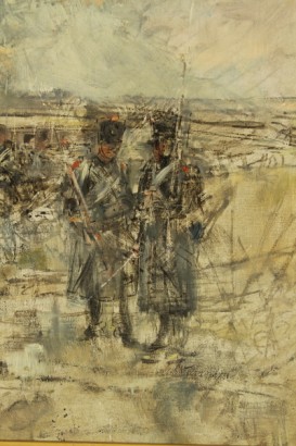 arte 800, arte ottocento, arte ottocentesca, dipinto ottocentesco, olio su tela, soldati, accampamenti, paesaggi, accampamento militare, de albertis, dipinti di de albertis, militare de albertis, fattori, militari di fattori, dipinti di fattori