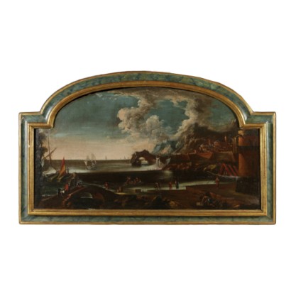 A coastal landscape with figures