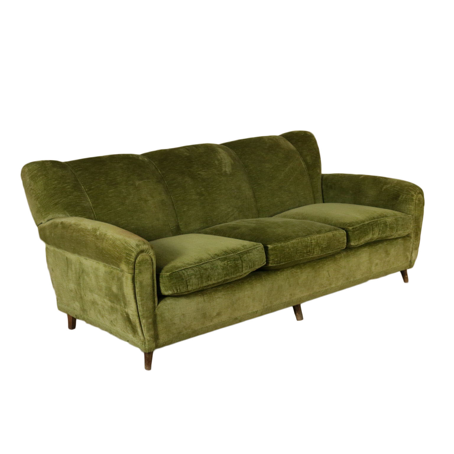 Sofa Feather Cushions Velvet Upholstery Vintage Italy 1940s