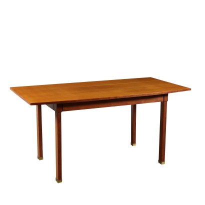 Table Hêtre Placage d'Acajou Laiton Italie Années 60